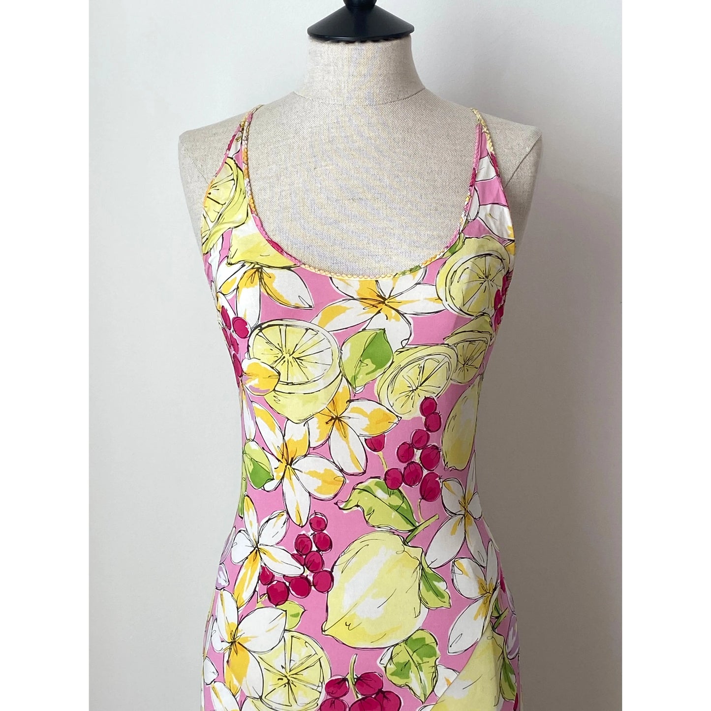 Vintage Blumarine Fruits and Flowers Midi Dress (S and XS)
