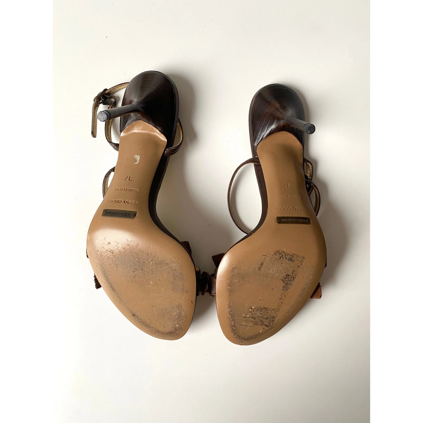 Dolce Gabbana Flower Sandal Brown & Gold (EU 37)