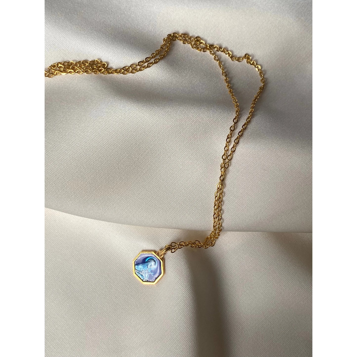 Vintage Blue & Gold Necklace From France