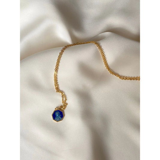 Vintage Blue & Gold Necklace From France