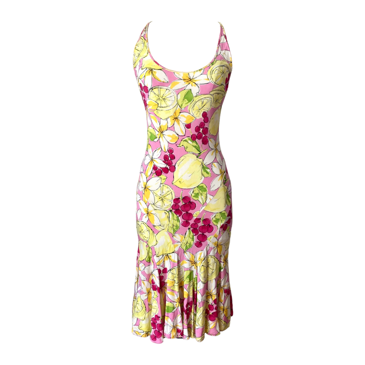 Vintage Blumarine Fruits and Flowers Midi Dress (S and XS)