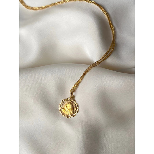 Solid Gold Vintage Virgin Mary Necklace