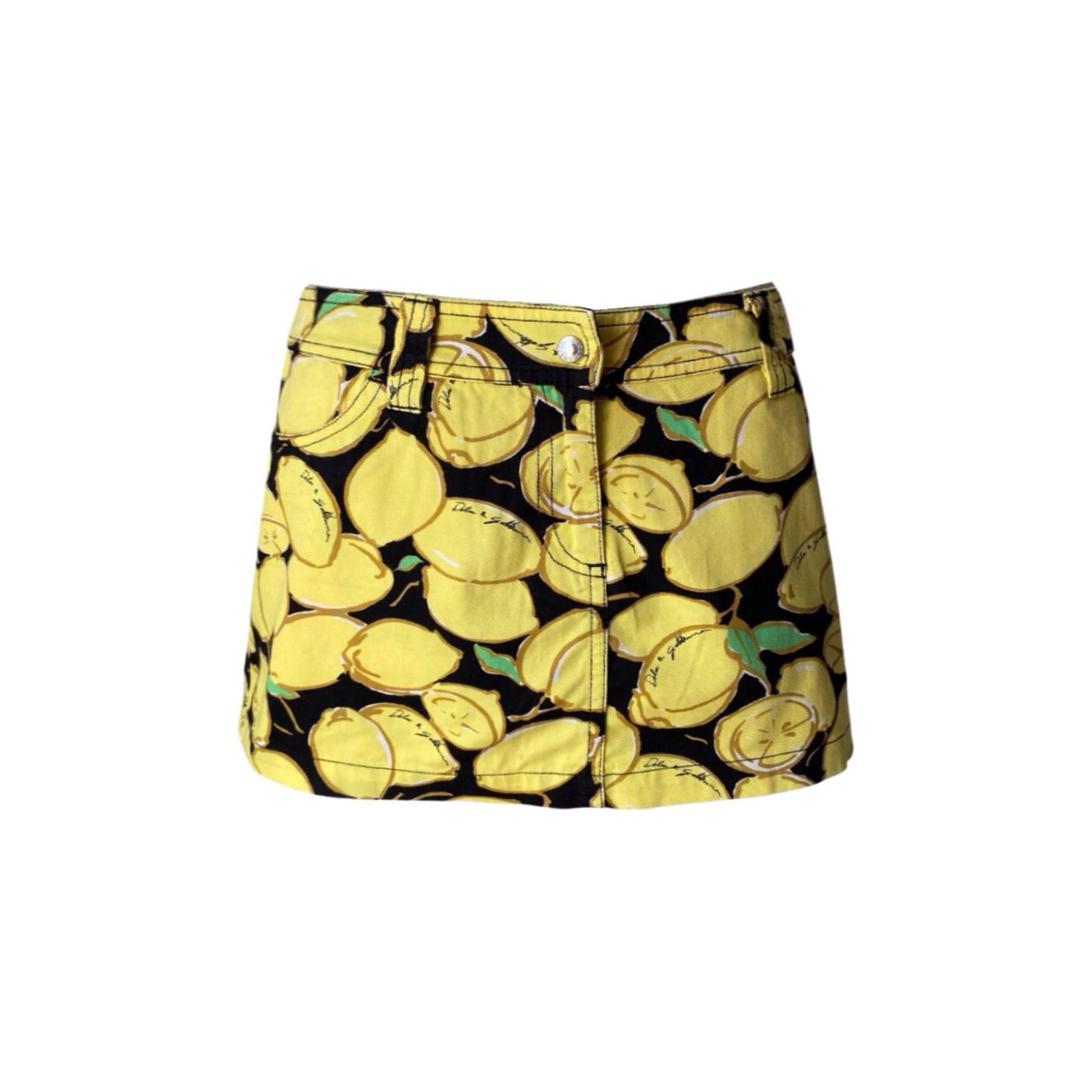 Dolce & Gabbana DG Mini Denim Skirt in Lemons (M)
