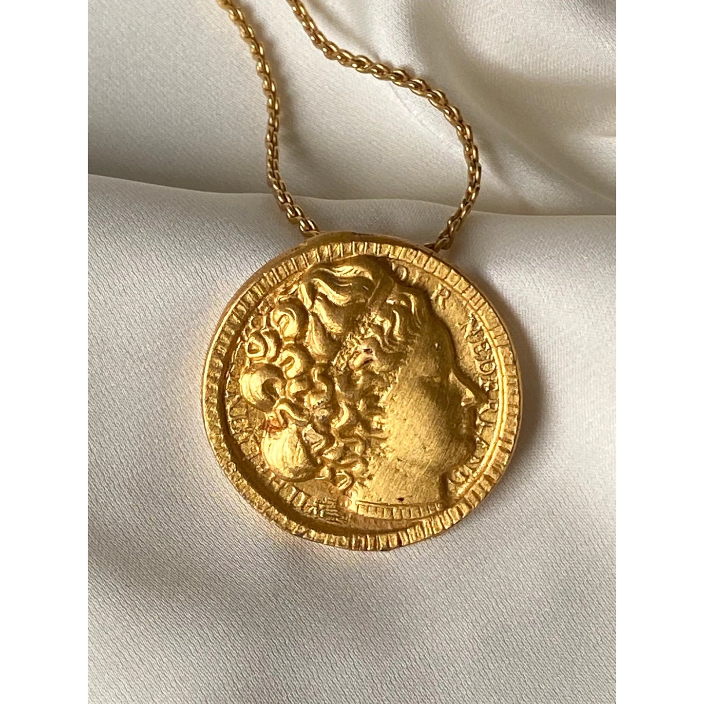 Big Vintage Gold Coin Necklace