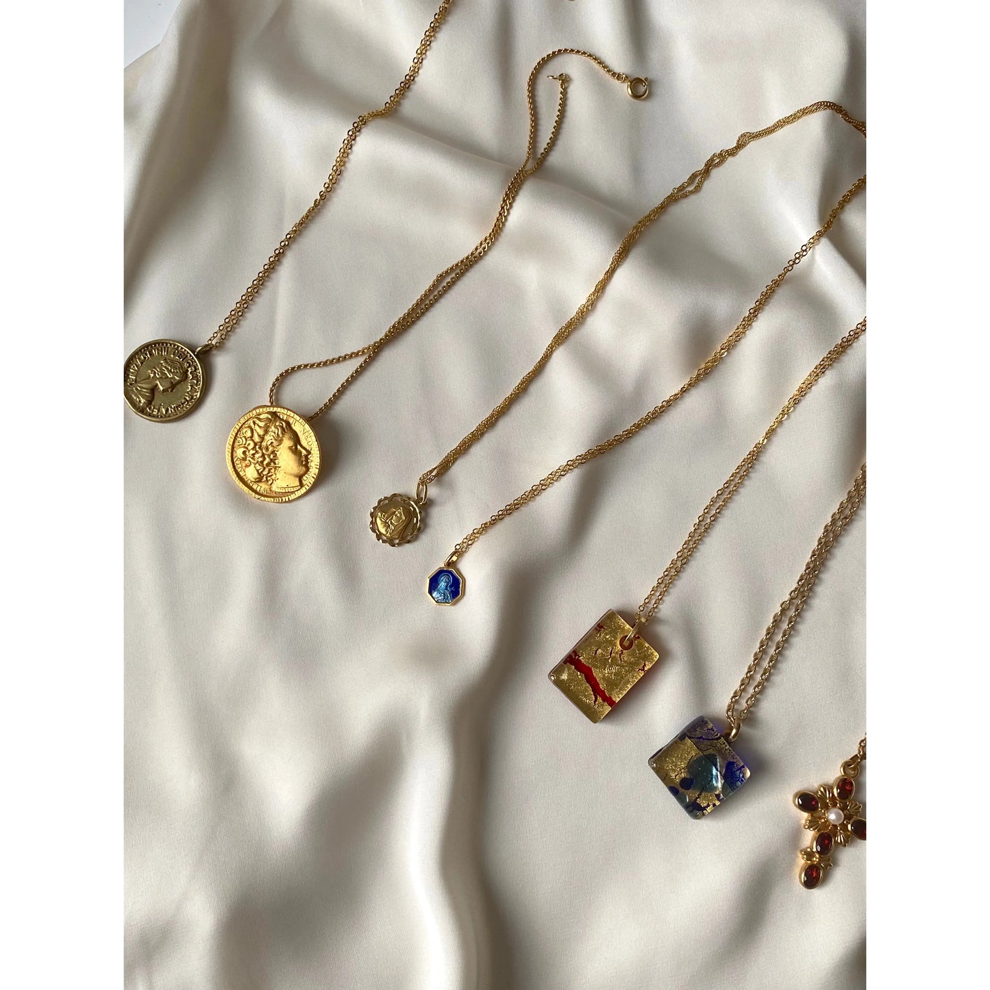 Vintage Blue & Gold Necklace From France