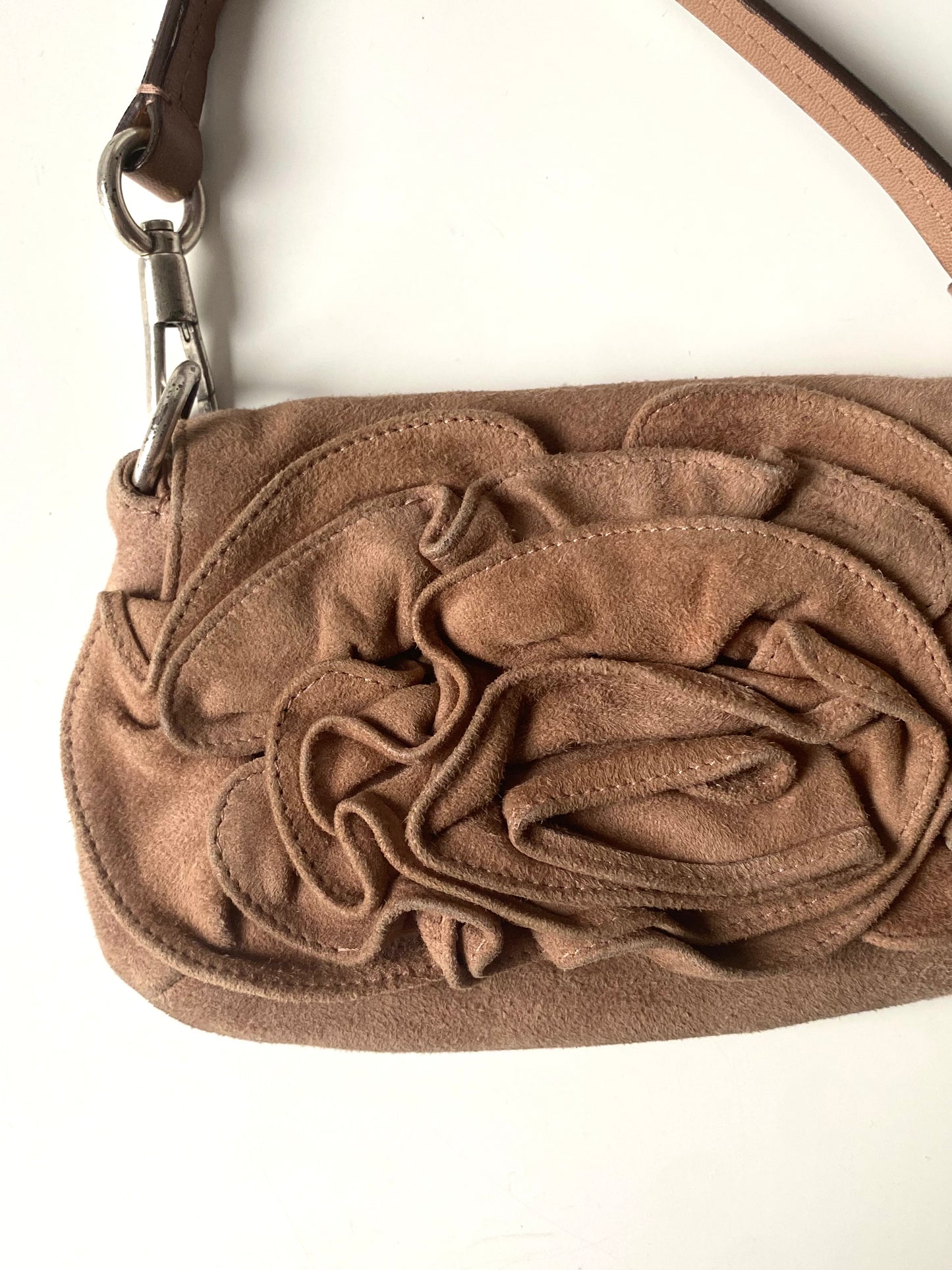 Vintage YSL Mini Nadja Suede Bag in Beige