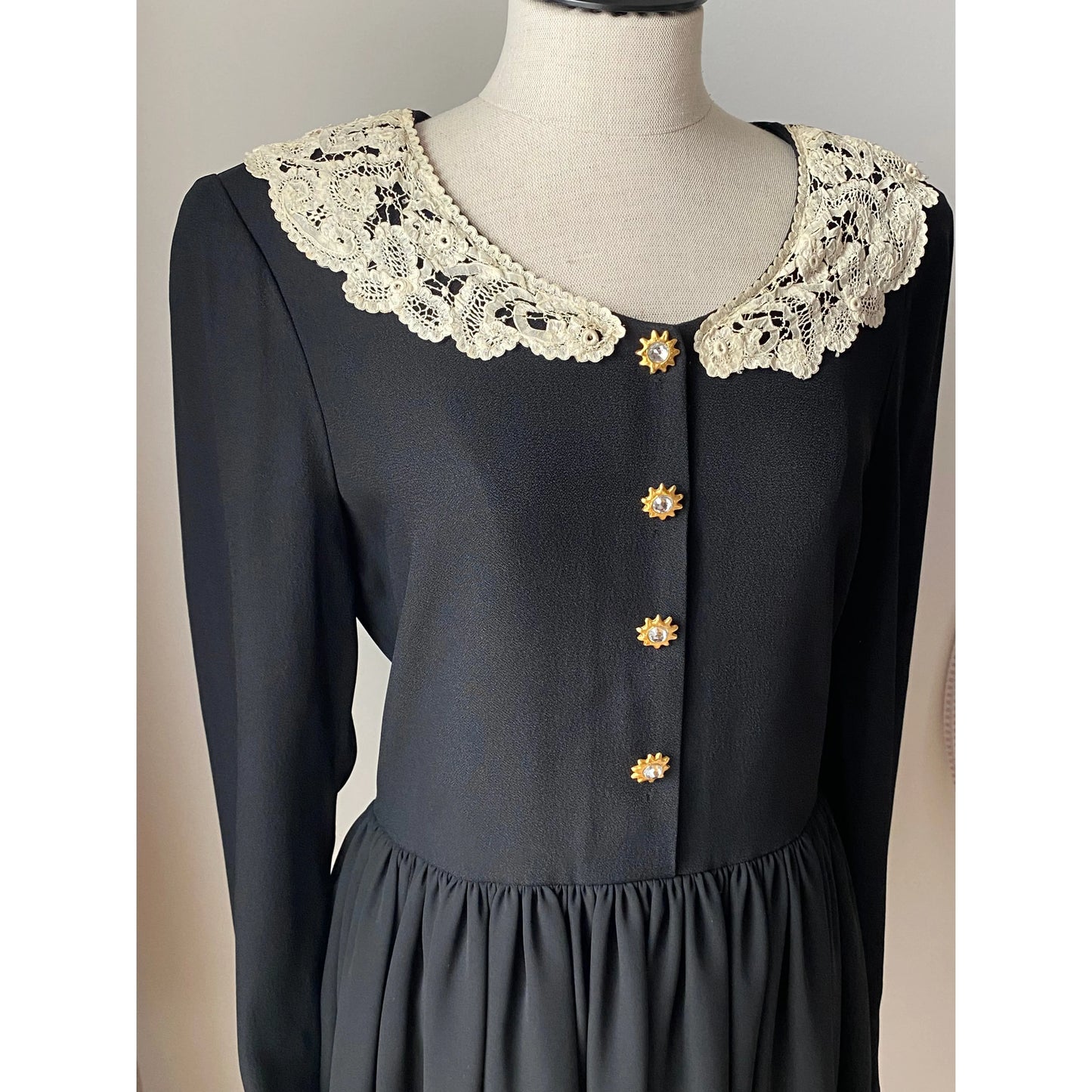 Sonia Rykiel Black & White Lace Collar Dress (XL)