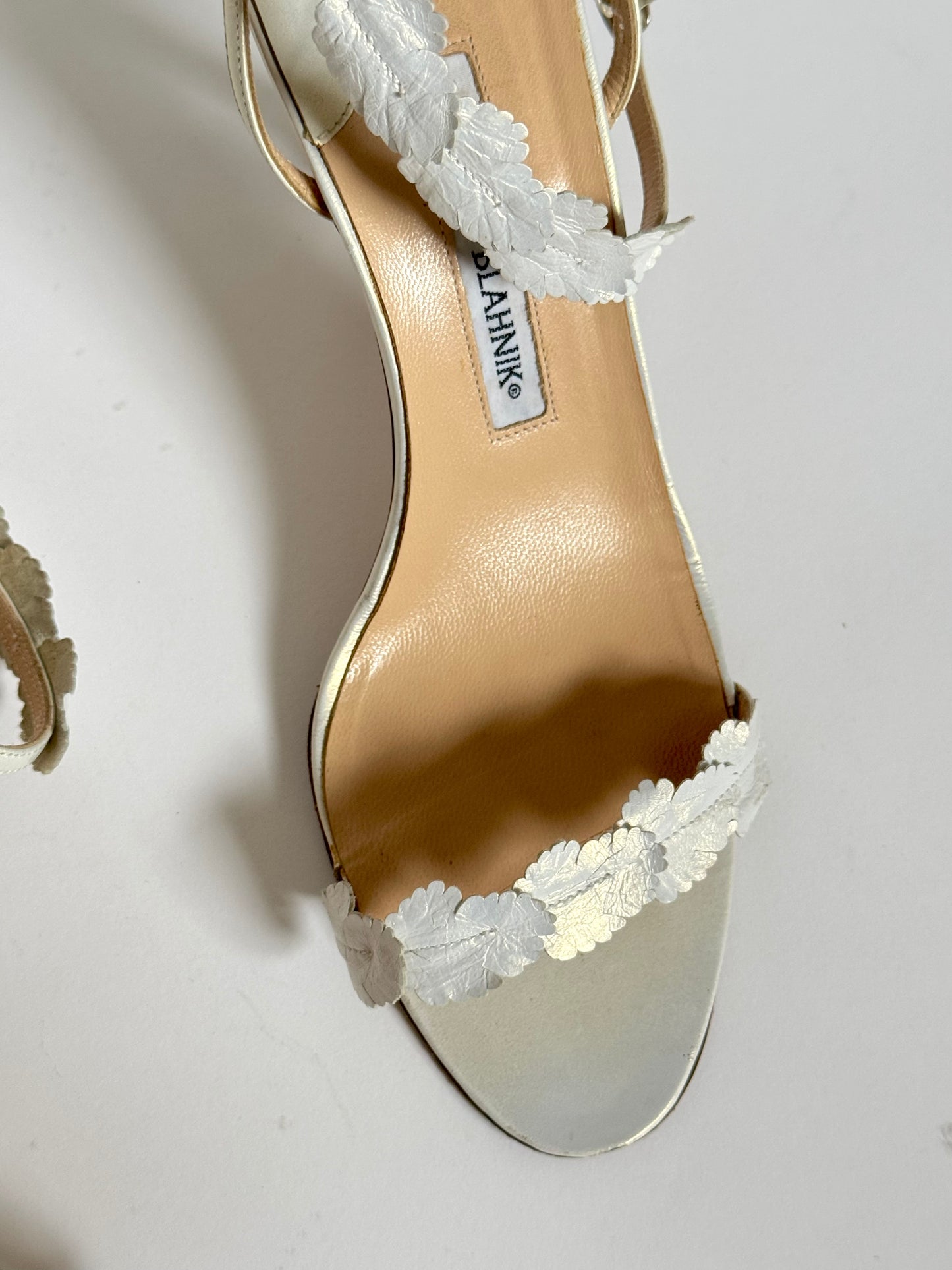 Manolo Blahnik White Leaves Sandals (EU 38)