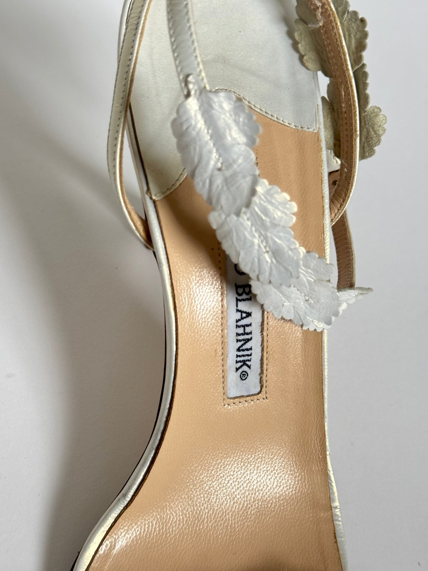 Manolo Blahnik White Leaves Sandals (EU 38)