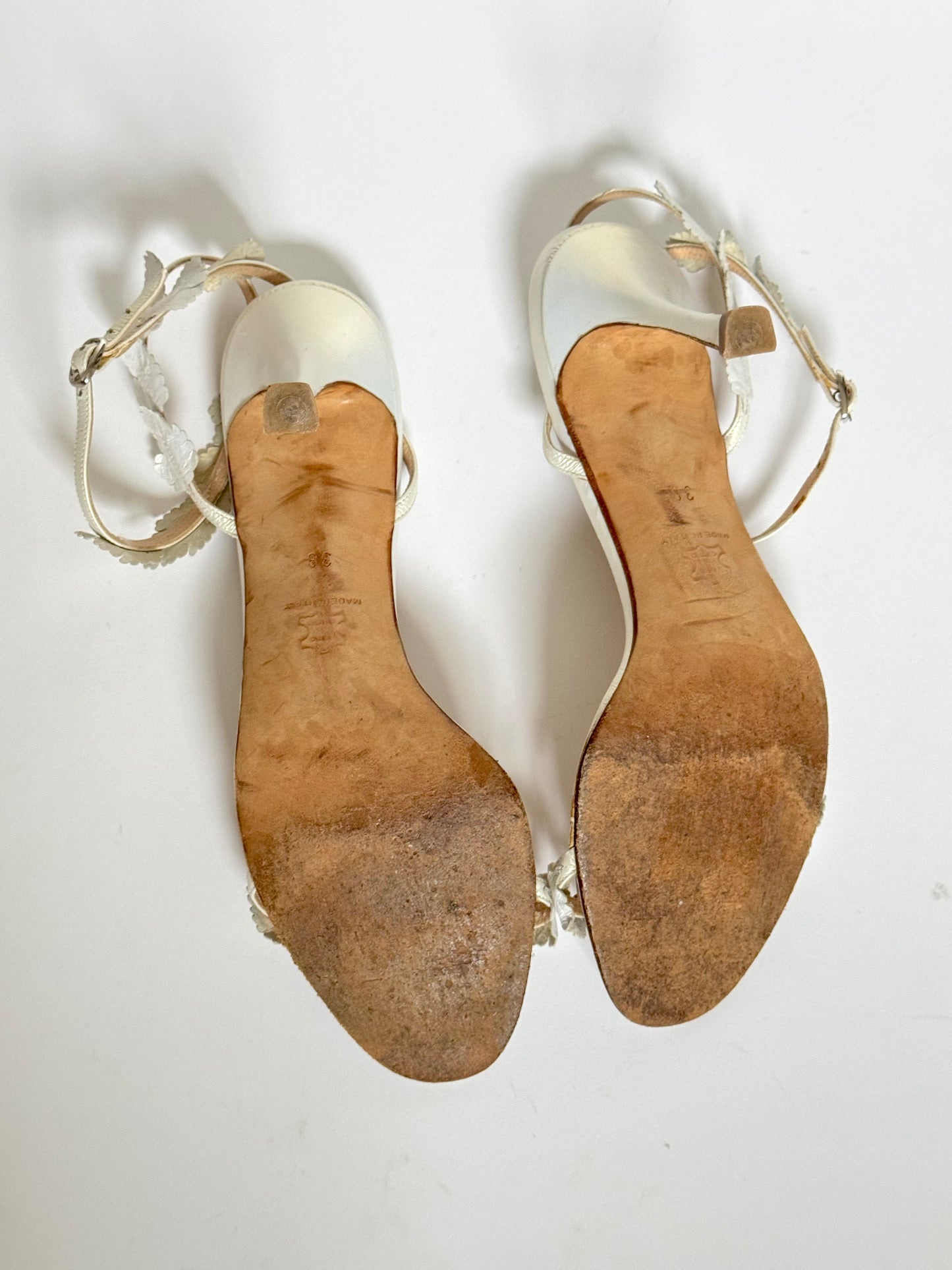 Manolo Blahnik White Leaves Sandals (EU 38)