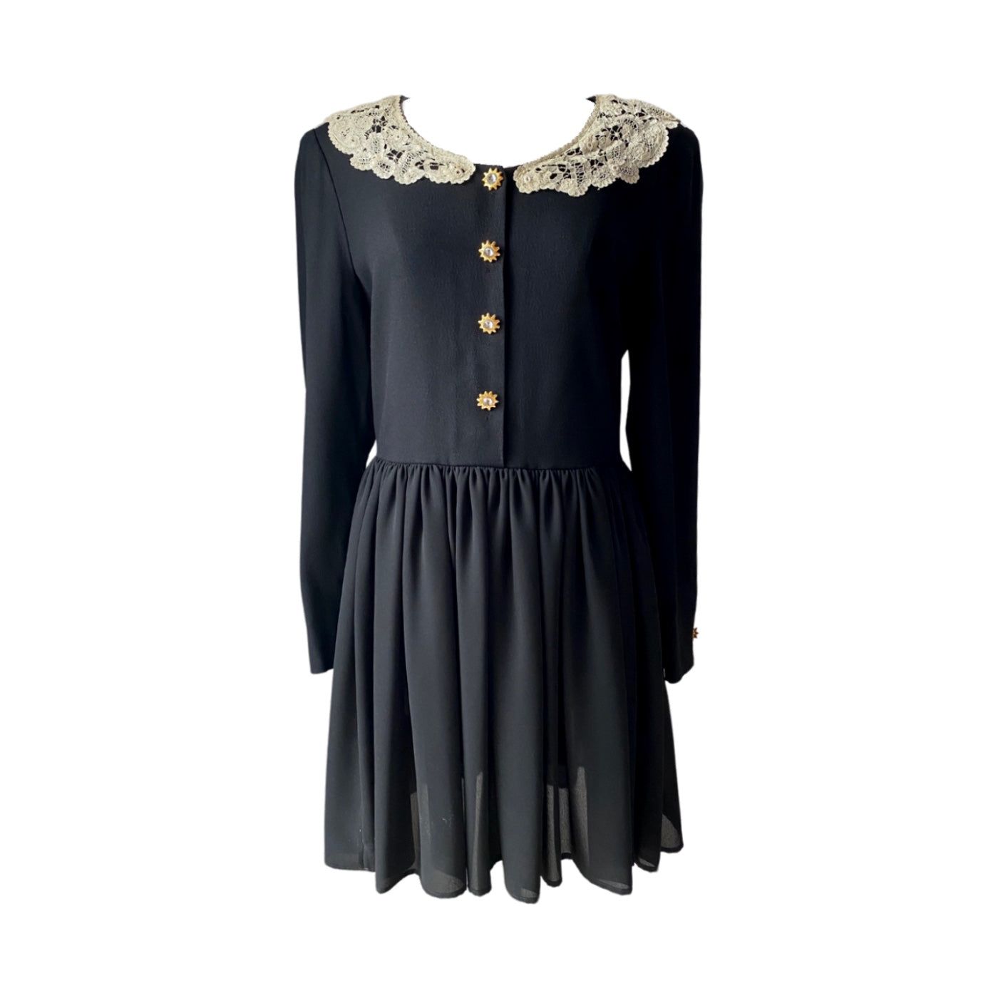 Sonia Rykiel Black & White Lace Collar Dress (XL)