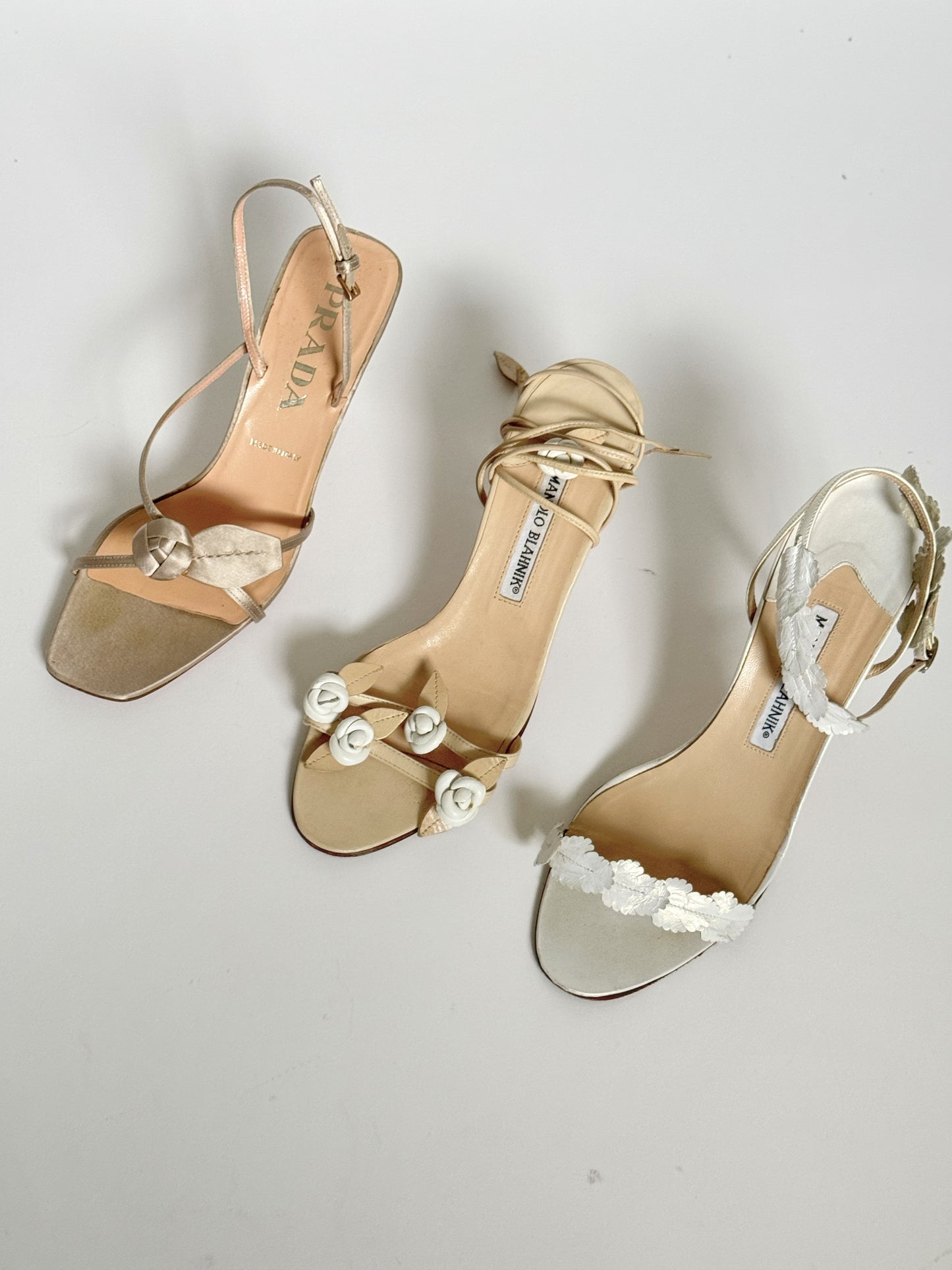 Manolo Blahnik White Leaves Sandals (EU 38)
