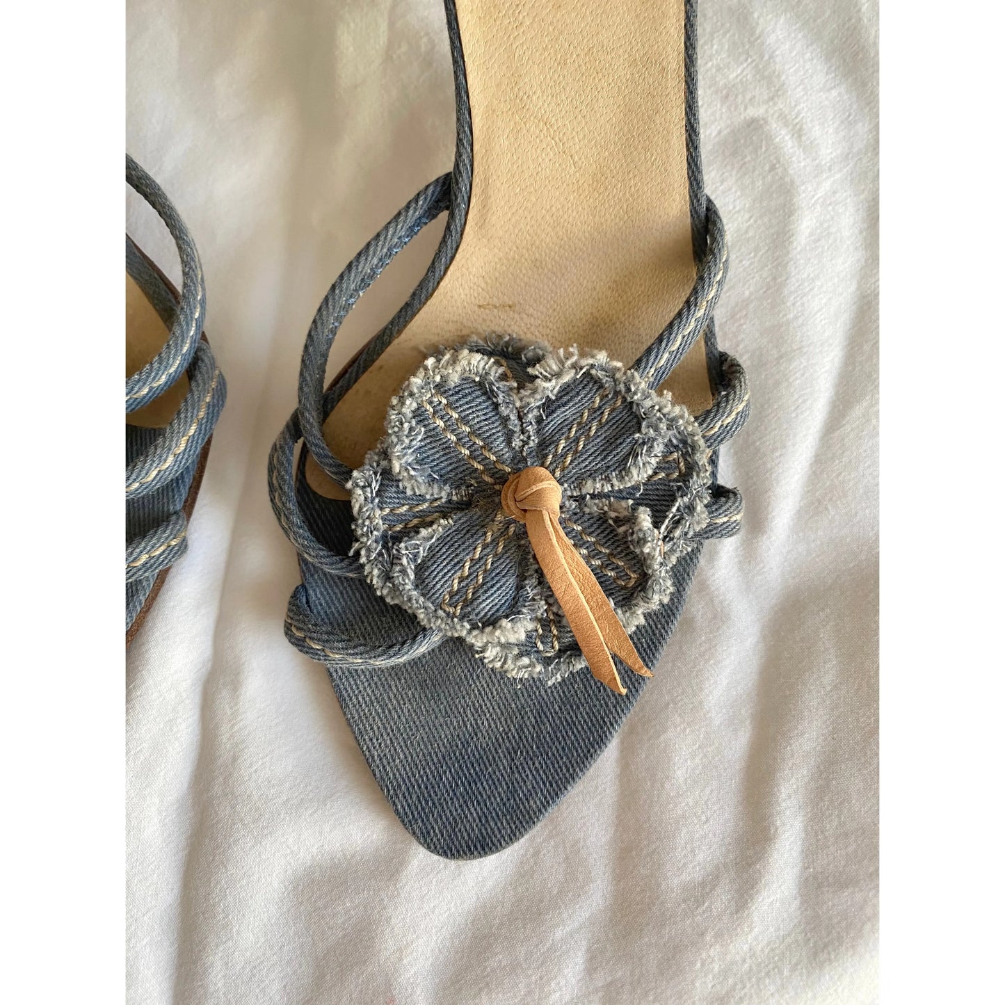 Miu Miu Flower Kitten Heels in Denim (EU 36)