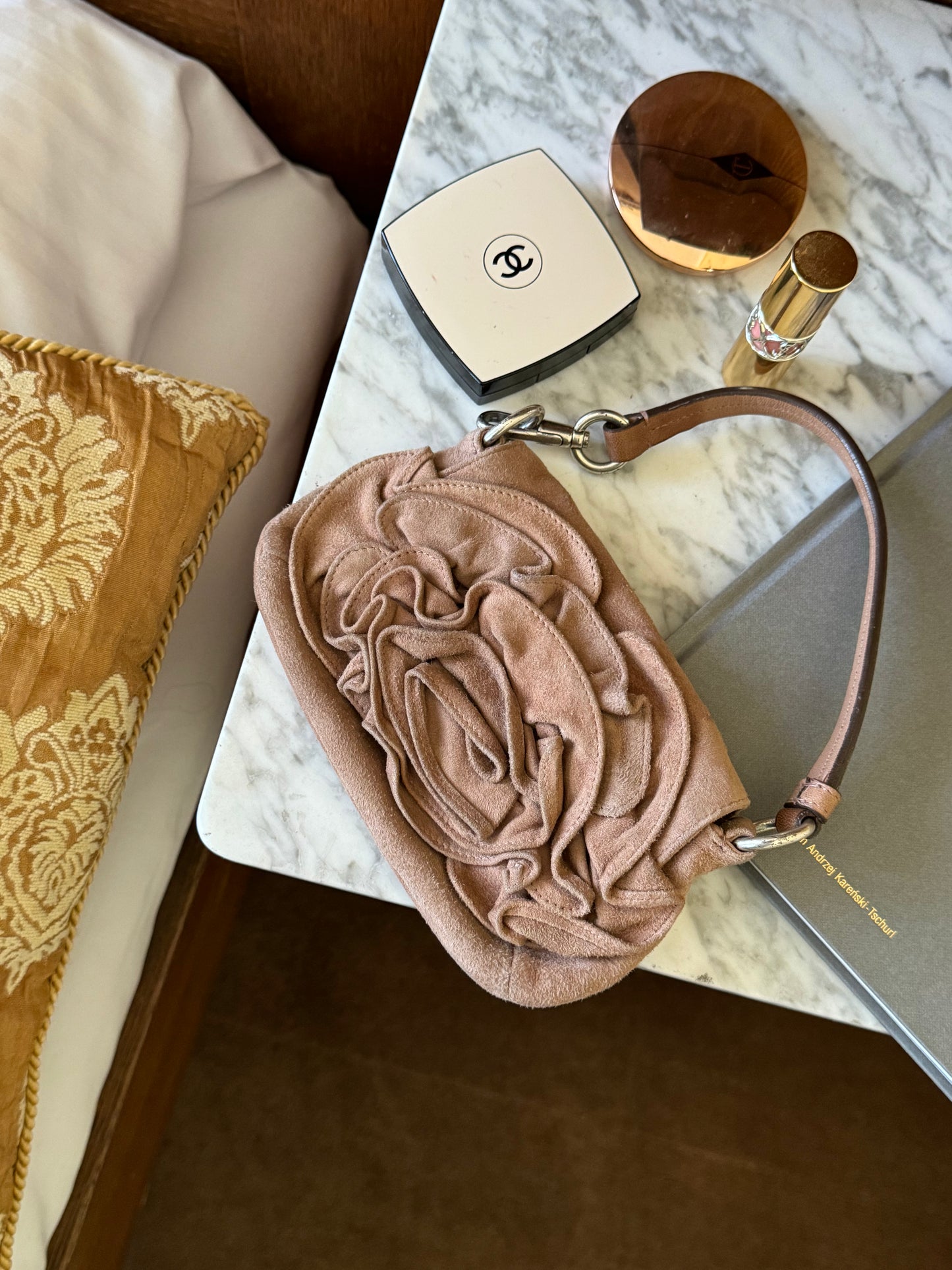 Vintage YSL Mini Nadja Suede Bag in Beige