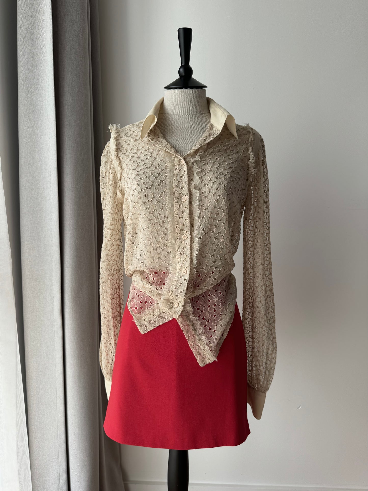 Anna Molinari Vintage Lace Shirt In Beige Ecru (S)