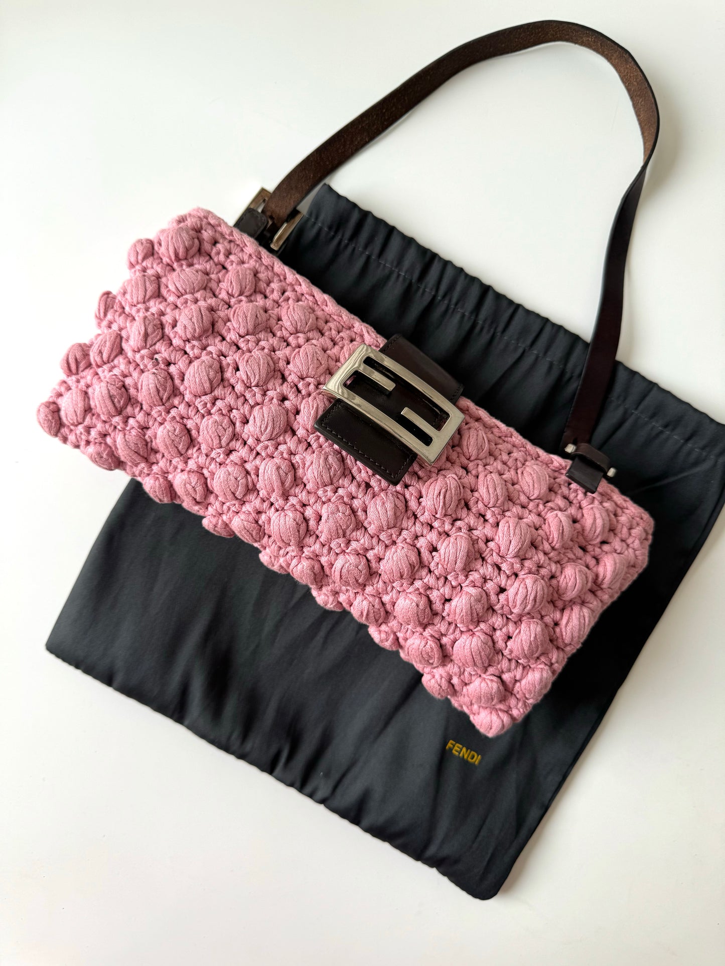 RARE Fendi Pink Wool Baguette