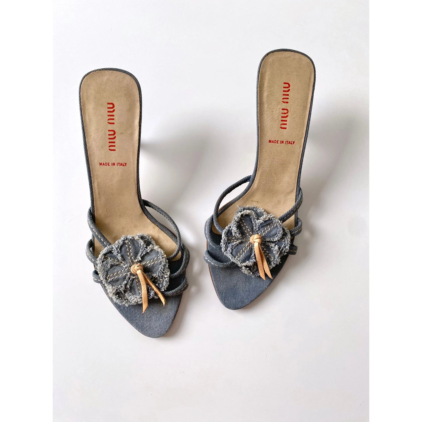 Miu Miu Flower Kitten Heels in Denim (EU 36)