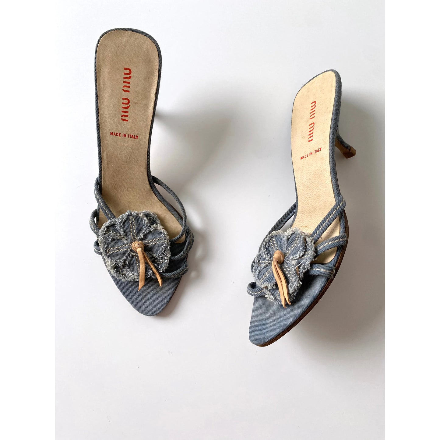 Miu Miu Flower Kitten Heels in Denim (EU 36)