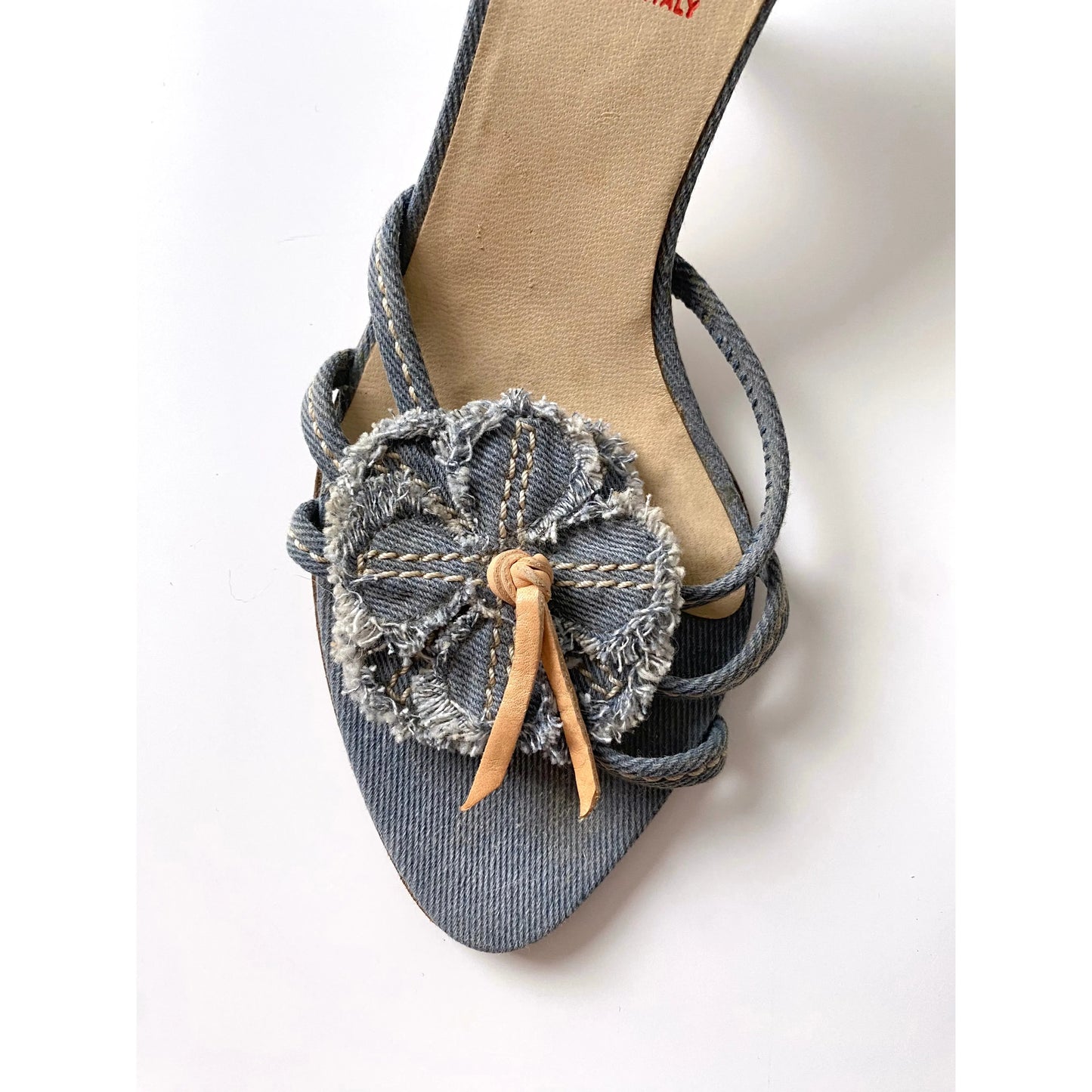 Miu Miu Flower Kitten Heels in Denim (EU 36)