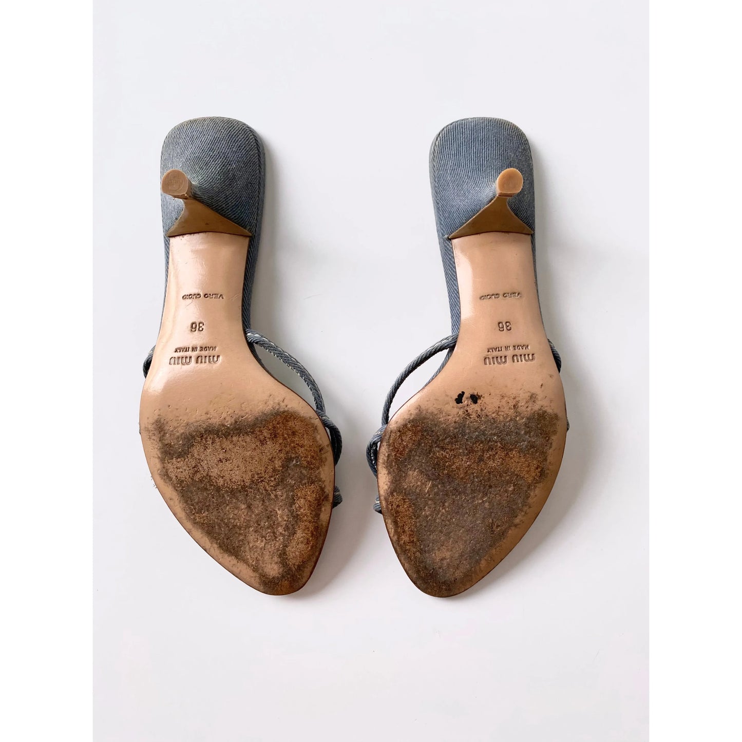 Miu Miu Flower Kitten Heels in Denim (EU 36)