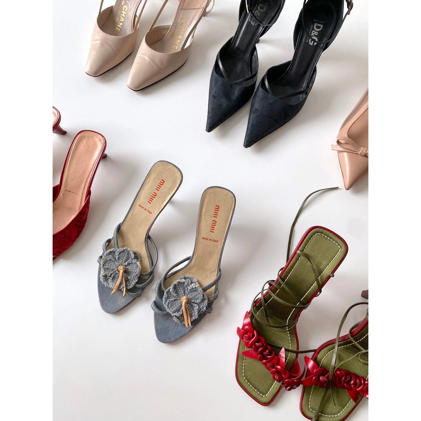 Miu Miu Flower Kitten Heels in Denim (EU 36)