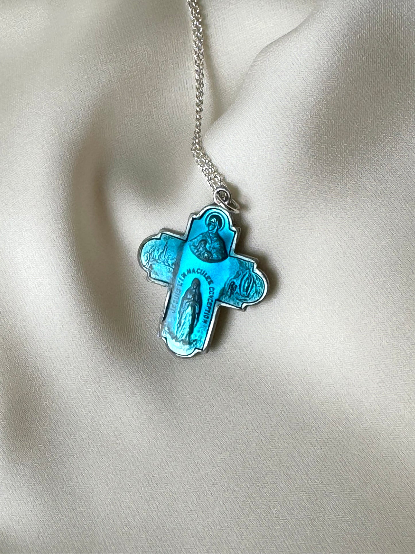 Vintage Blue Cross Necklace