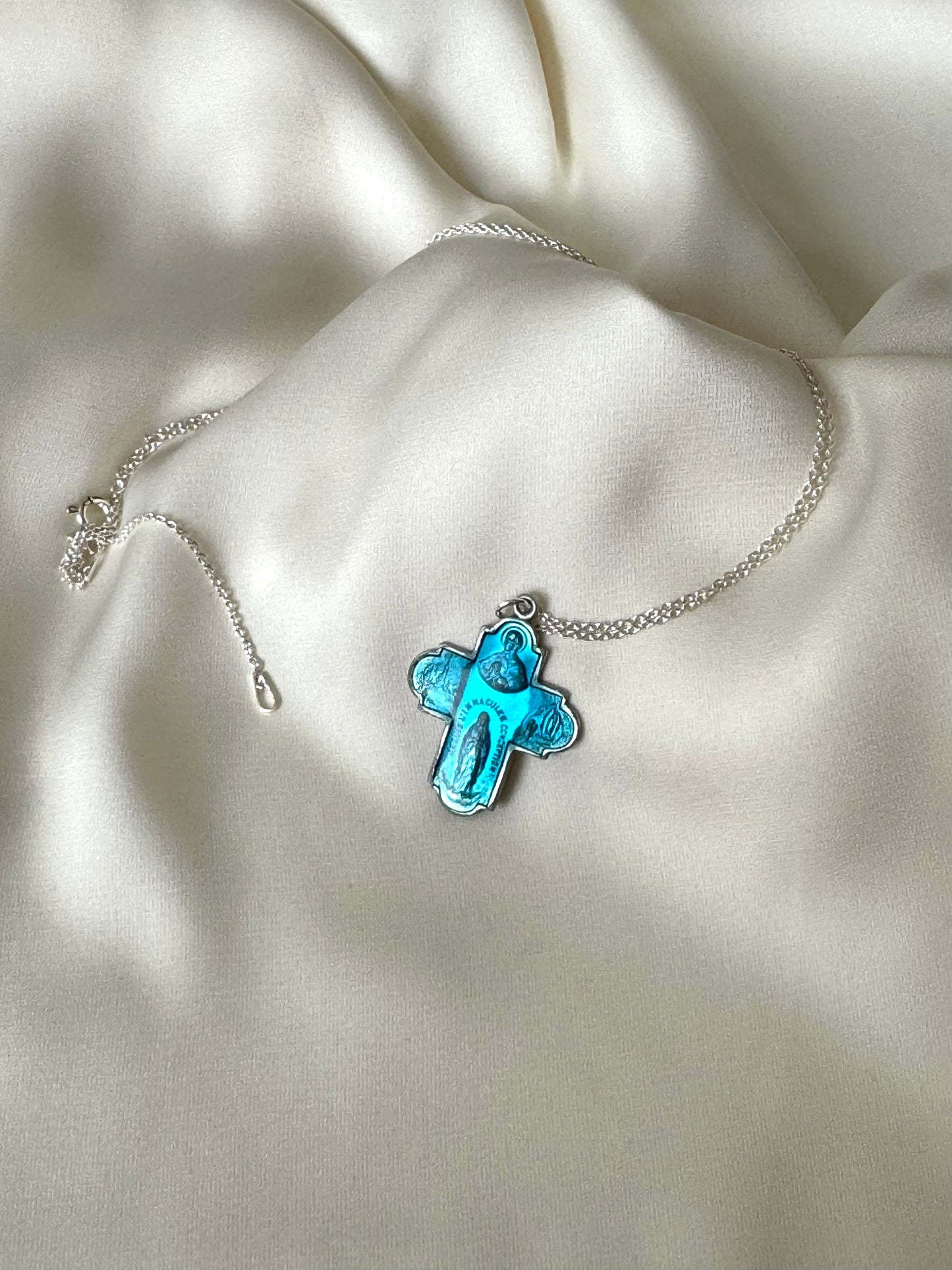 Vintage Blue Cross Necklace