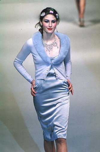 Blumarine Miss Blumarine Crochet Fur Set in Blue & Mint (M)