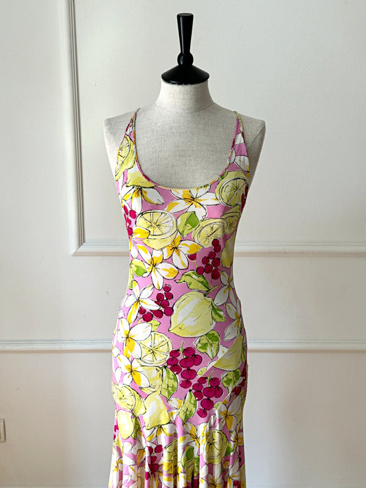 Vintage Blumarine Fruits and Flowers Midi Dress (S and XS)