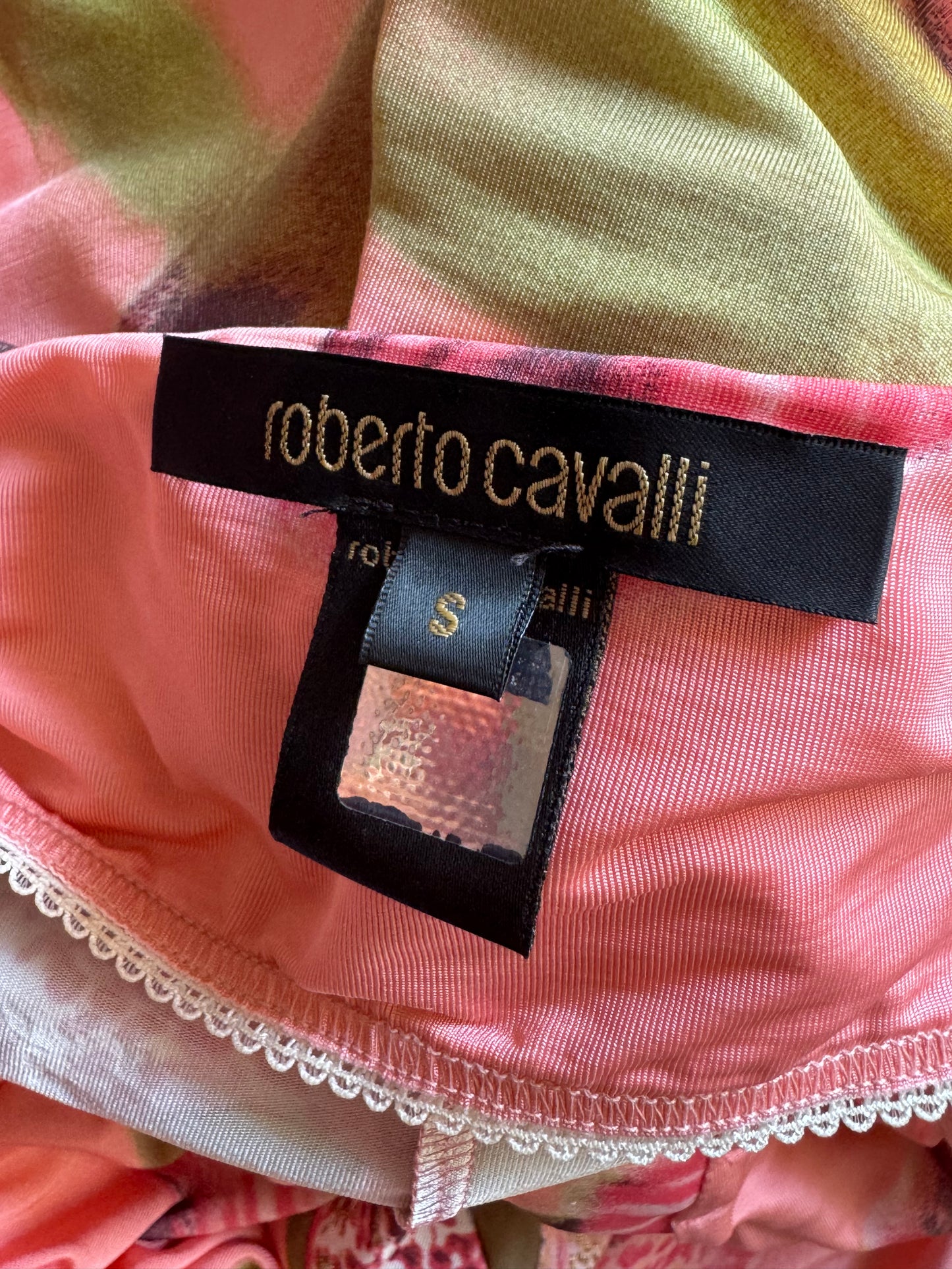 ICONIC Roberto Cavalli S/S 2004 Orchid Viscose Dress in Peach (S)