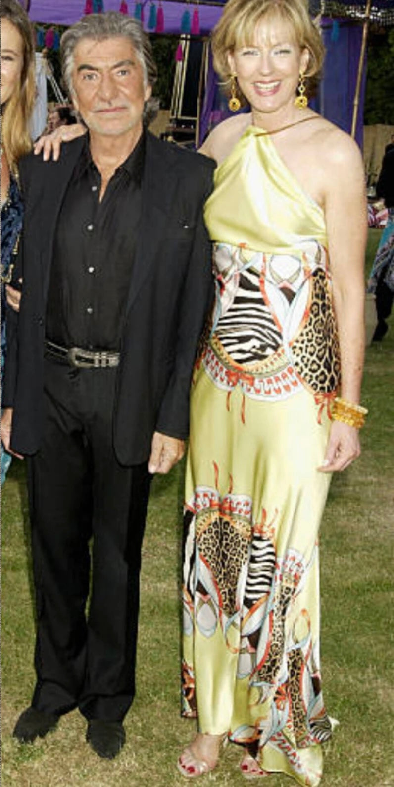 Roberto Cavalli S/S 2004 Off-Shoulder Yellow Dress (S)