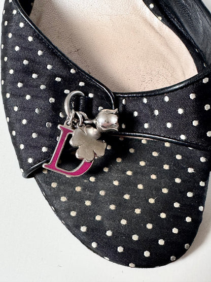 ICONIC Christian Dior Charms Black Polka Dot Heels (EU 39)