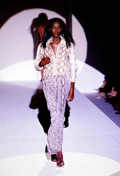 RUNWAY Gucci By Tom Ford S/S 2000 Python Turquoise Viscose Shirt (M)