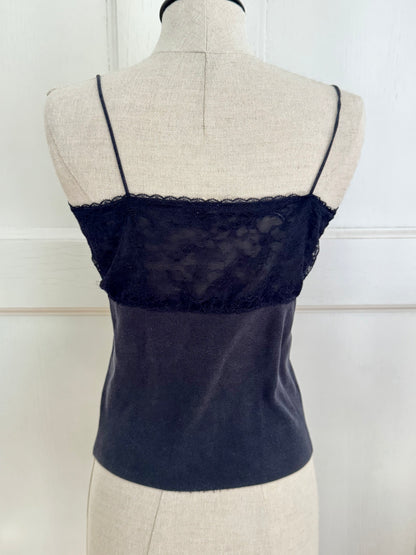 Valentino Vintage Lace And Ribbon Navy Top (M)