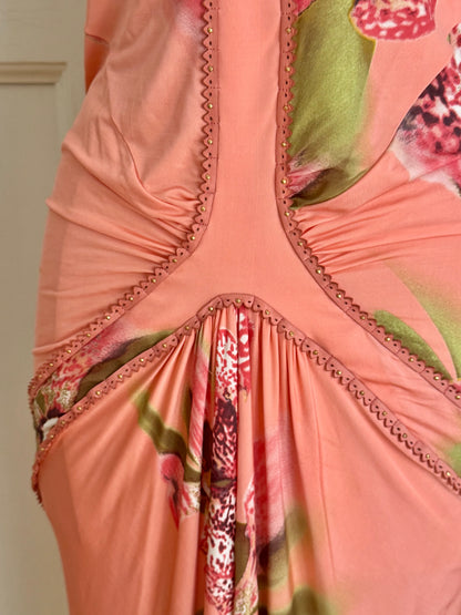 ICONIC Roberto Cavalli S/S 2004 Orchid Viscose Dress in Peach (S)