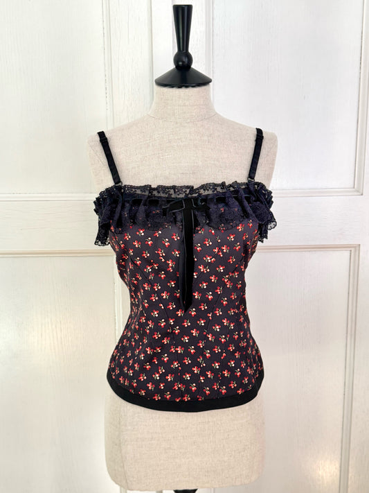 D&G Dolce Gabbana Vintage Cherry Corset Top with Lace (IT 40 / S)