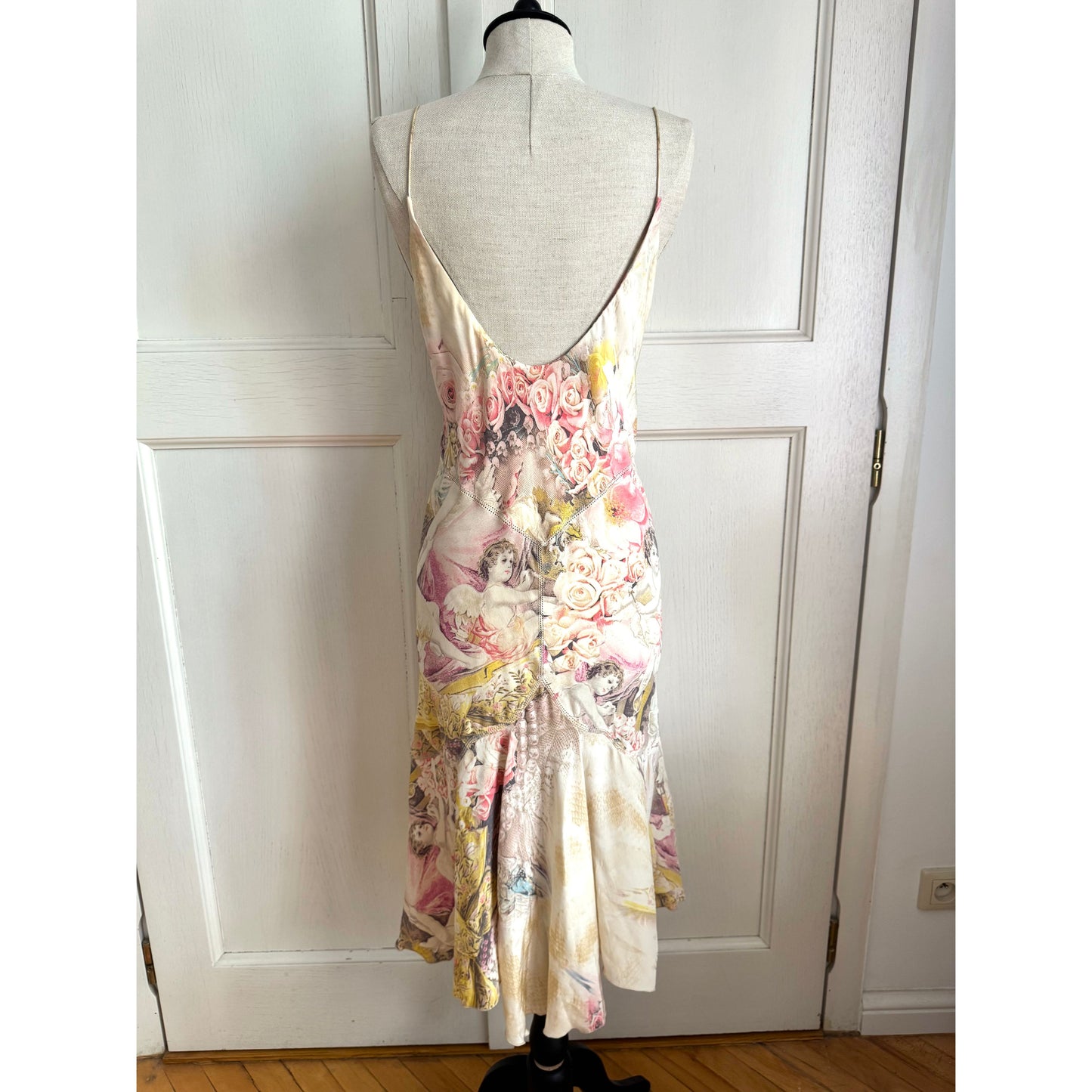 RUNWAY Roberto Cavalli S/S 2003 Angels & Roses Silk Dress (M)