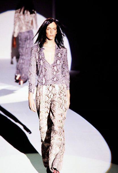 RUNWAY Gucci By Tom Ford S/S 2000 Python Turquoise Viscose Shirt (M)
