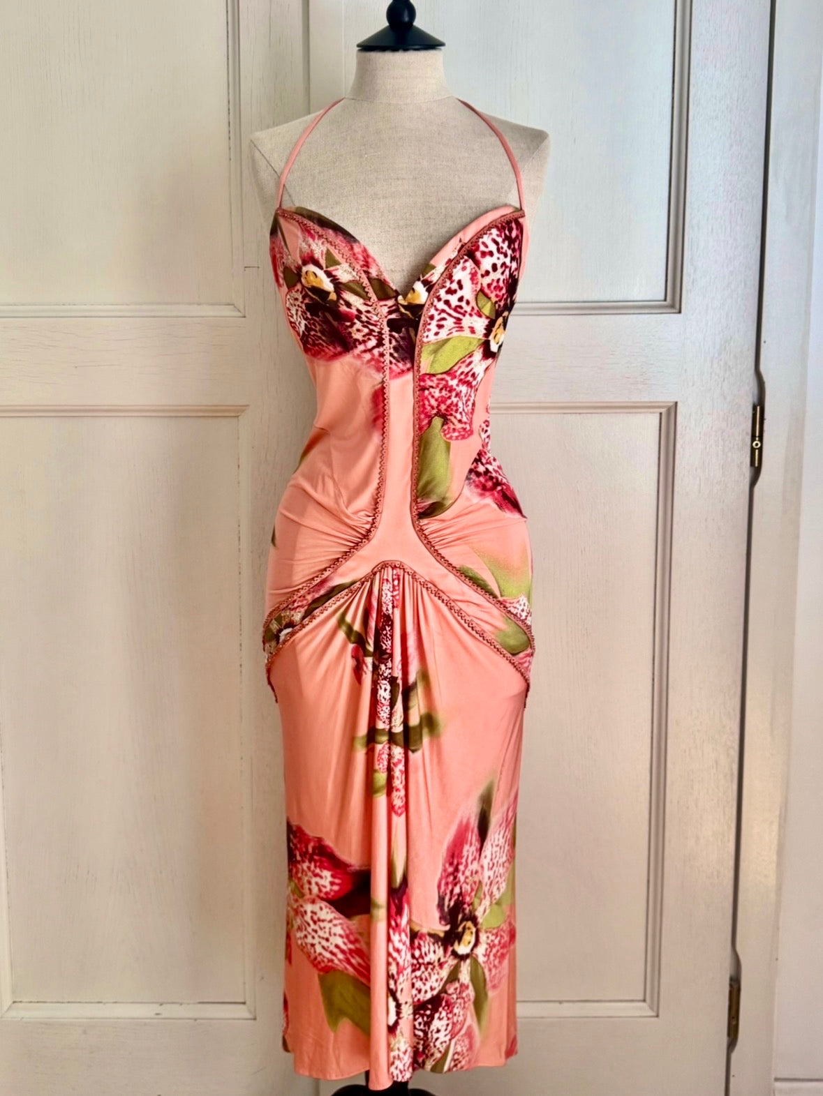 ICONIC Roberto Cavalli S/S 2004 Orchid Viscose Dress in Peach (S)