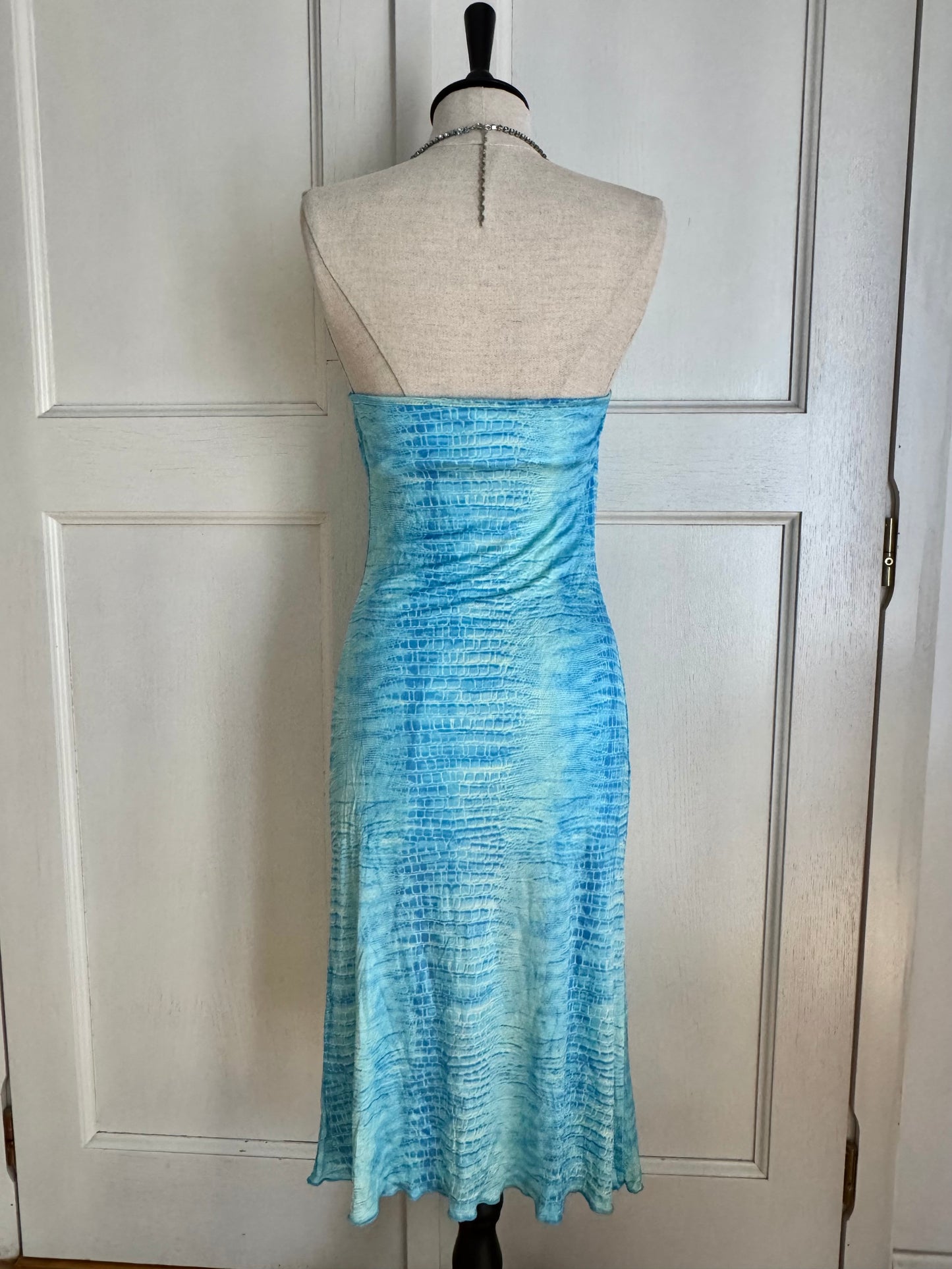 Roberto Cavalli Class Cavalli Blue Croc Rhinestone Dress (XS and S)