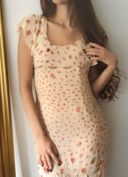 ICONIC Blumarine Spring / Summer 2000 Floral Silk Dress (M)