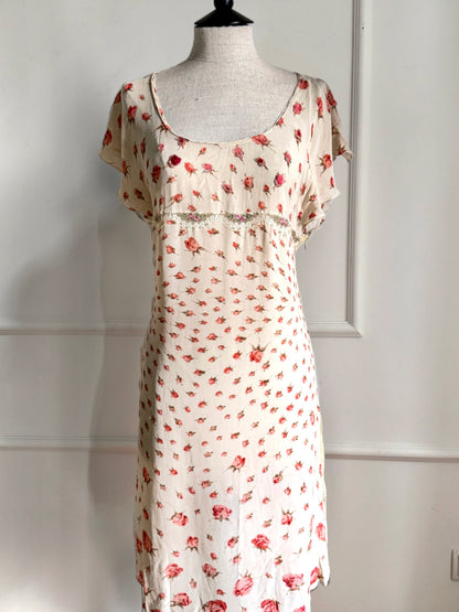 ICONIC Blumarine Spring / Summer 2000 Floral Silk Dress (M)