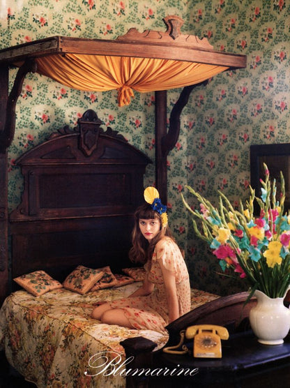 ICONIC Blumarine Spring / Summer 2000 Floral Silk Dress (M)