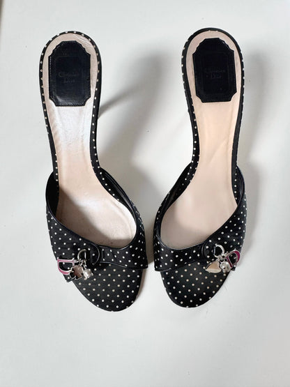 ICONIC Christian Dior Charms Black Polka Dot Heels (EU 39)