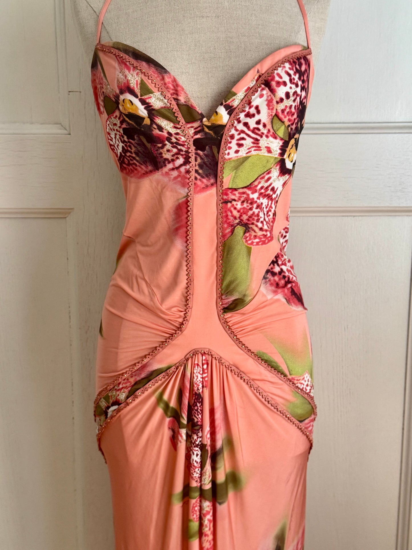 ICONIC Roberto Cavalli S/S 2004 Orchid Viscose Dress in Peach (S)