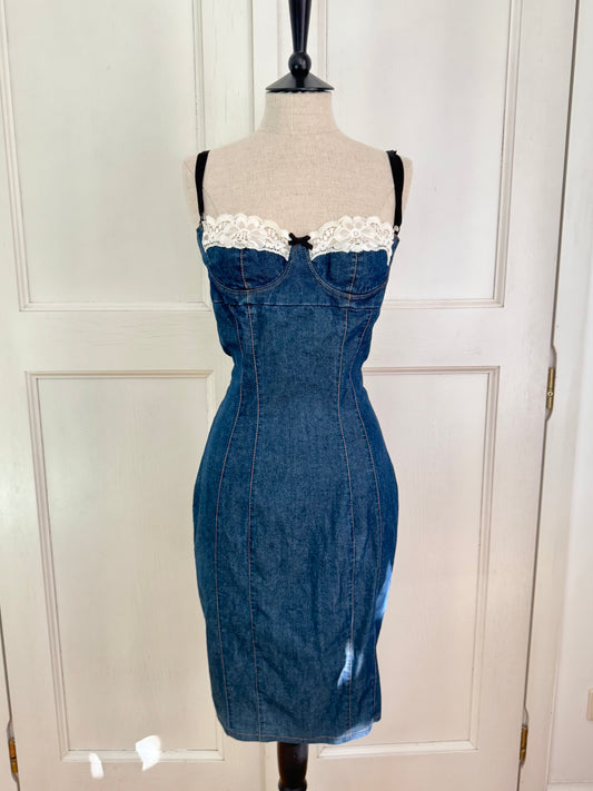 D&G Dolce Gabbana Vintage Denim Bustier Dress (M / IT 42)