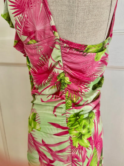 Versace S/S 2004 Ruffled Tropical Dress (M)