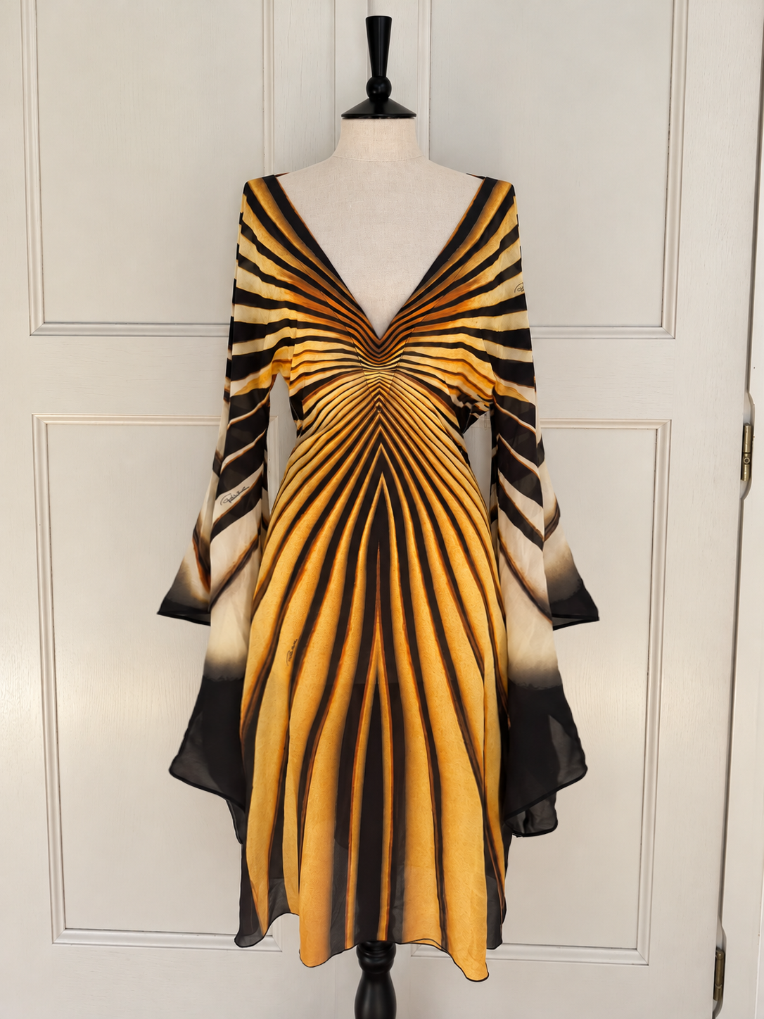 ☆ Runway Roberto Cavalli S/S 2007 Ray Of Sun Mini Butterfly Dress (S / IT 40)