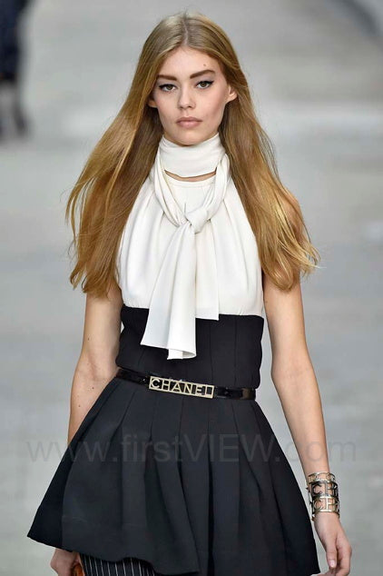 Chanel 2015 S/S by Karl Lagerfeld Bi-Color Silk Dress (XS-S)