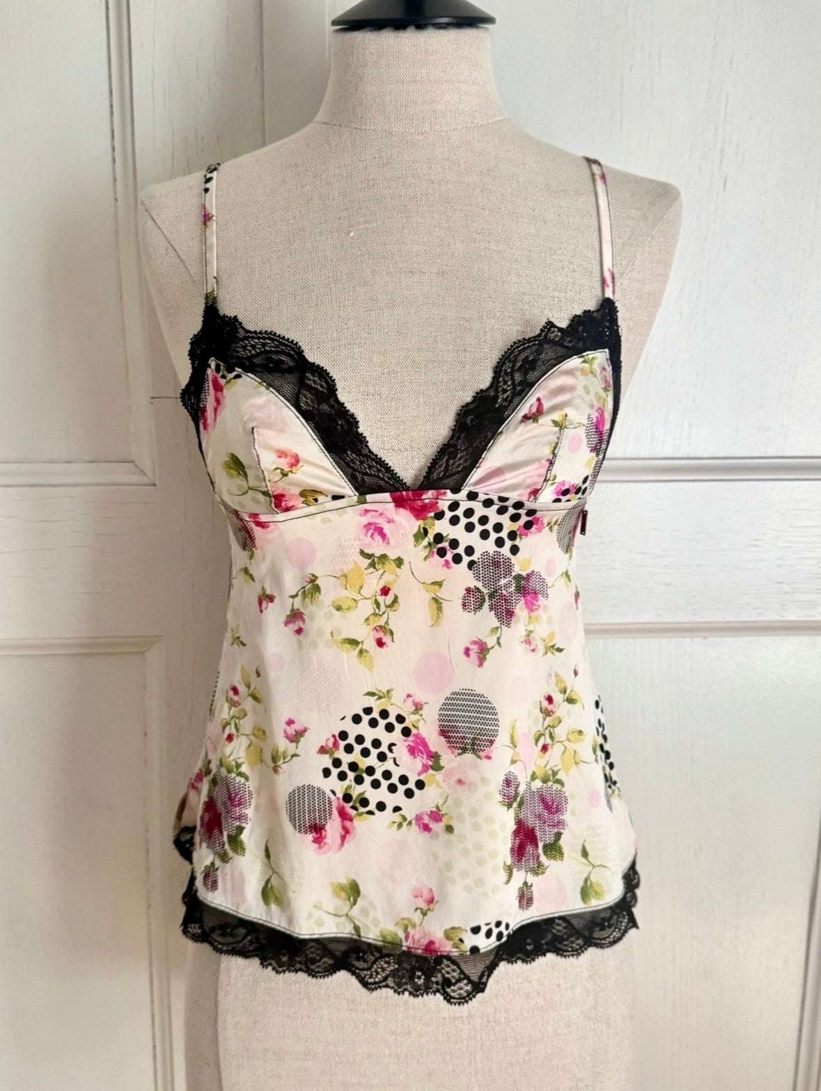 ICONIC Christian Dior by John Galliano S/S 2004 Flowers and Polka Dot Silk Top (S-XS)